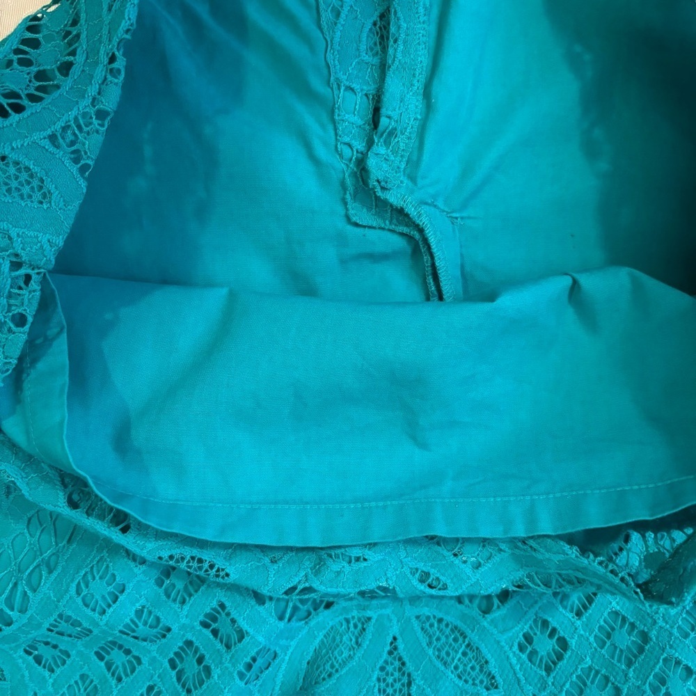 ❤️2/$15 or 3/$26❤️ Loft Teal Lace Pencil Skirt, Size 0 Petite - Picture 9 of 11